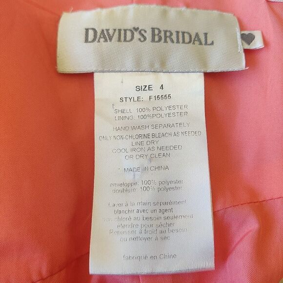David's Bridal strapless pleated chiffon gown style# F15555 sz 4 - Picture 11 of 11